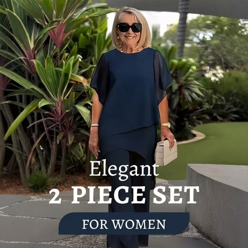 Irregular Top & Wide Leg Pants Set