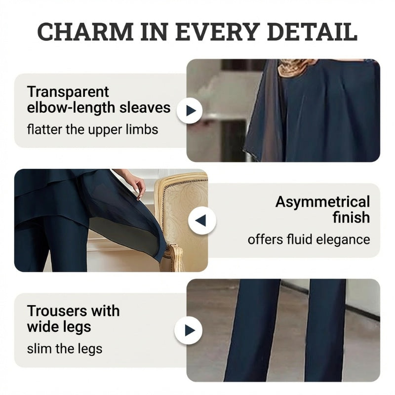 Irregular Top & Wide Leg Pants Set