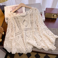 👒 🌊 Women's Vintage-Inspired Lace Cover-Up Blouse – Flare Sleeves, Bohemian Beachwear 🌸