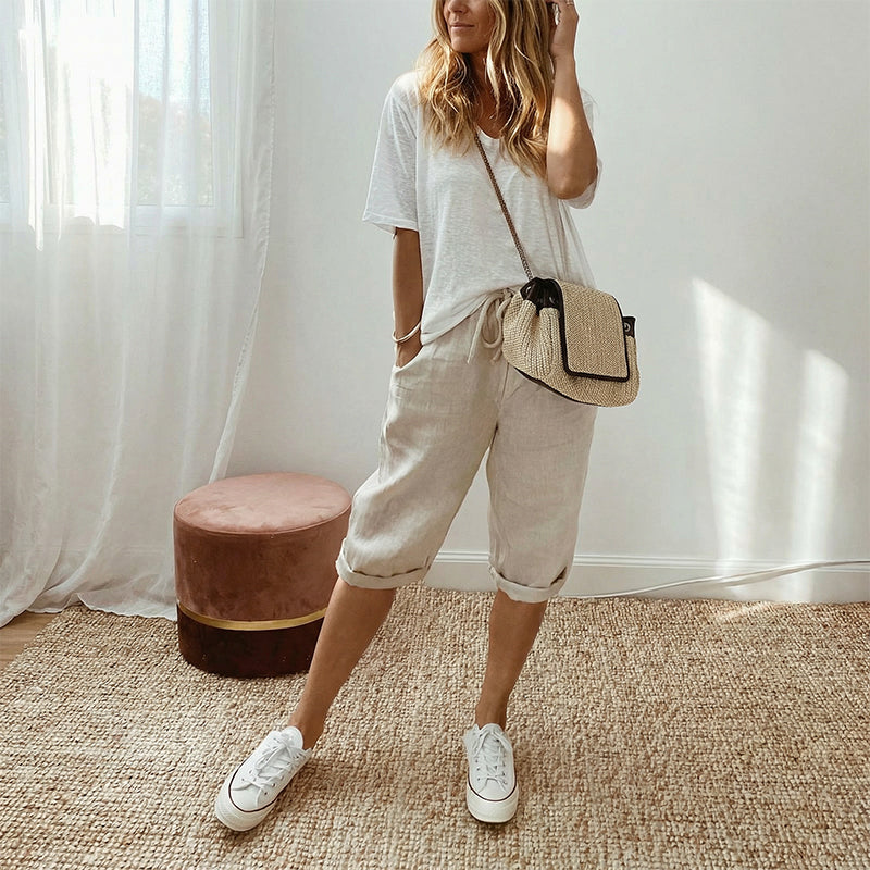 ⏳Time-Limited Special Price: 💲11.99 with FREE GIFT!!🎁Women's Casual Cotton Linen Capris