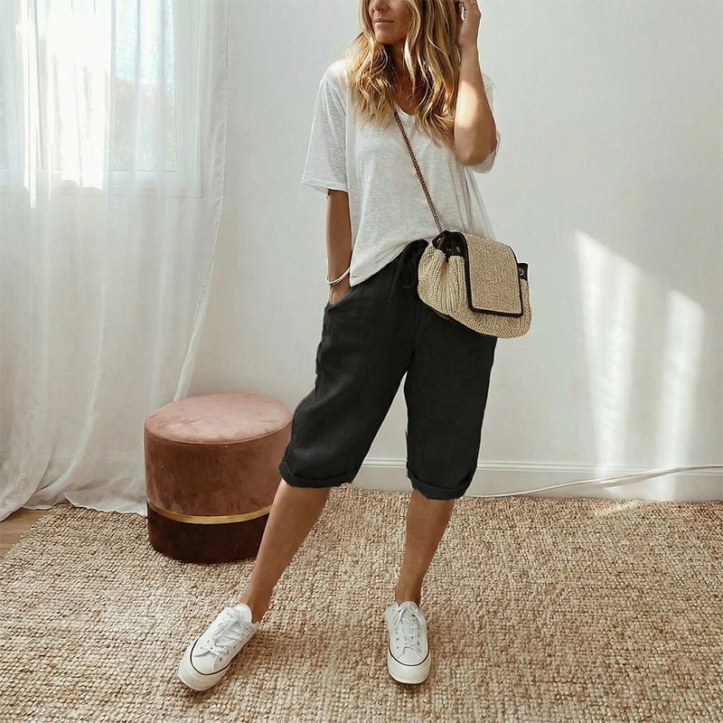 ⏳Time-Limited Special Price: 💲11.99 with FREE GIFT!!🎁Women's Casual Cotton Linen Capris
