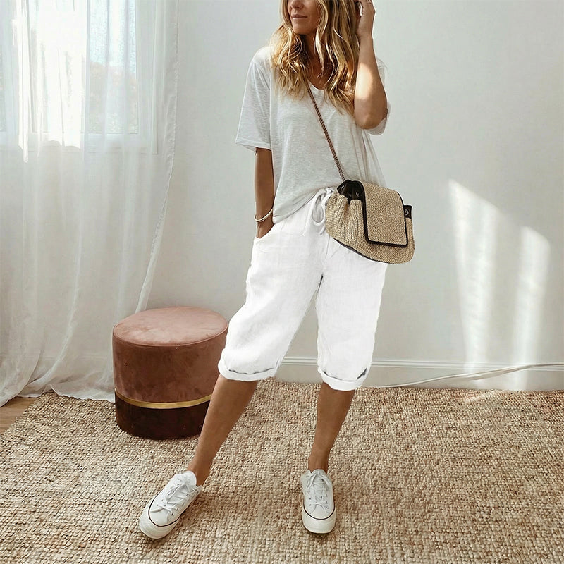 ⏳Time-Limited Special Price: 💲11.99 with FREE GIFT!!🎁Women's Casual Cotton Linen Capris