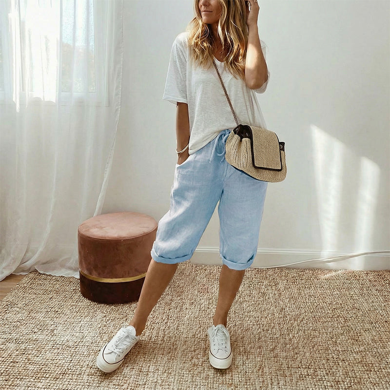 ⏳Time-Limited Special Price: 💲11.99 with FREE GIFT!!🎁Women's Casual Cotton Linen Capris