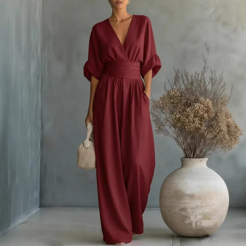 Women's V-neck jumpsuit